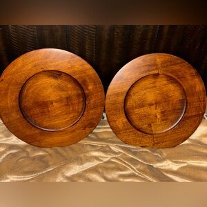 Rare Lenox Large Rustic Wood Charger Plates Set Of 2